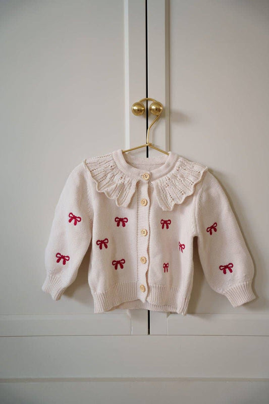 Peter Pan Collar Bow Cardigan