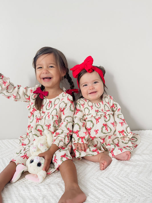 Smocked Ruffle Tiered Dress, Wreath