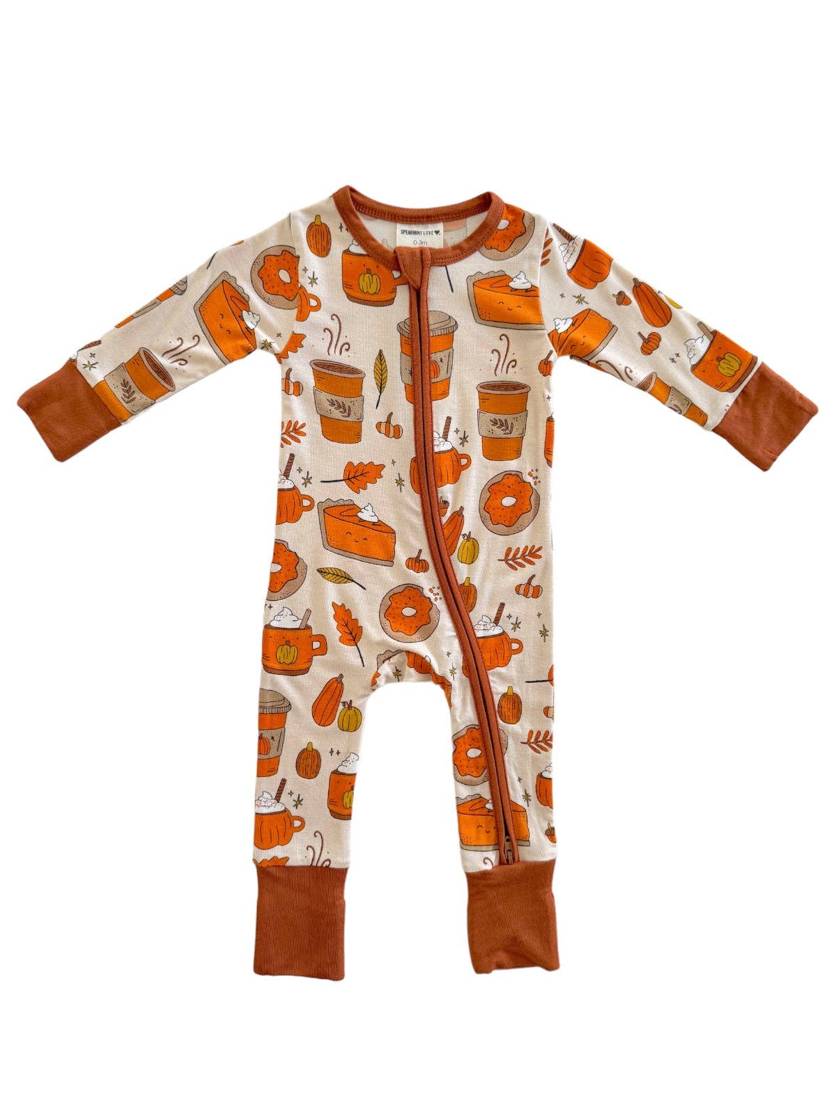 2-Way Fold-Over Feet Romper | Pumpkin Spice Latte