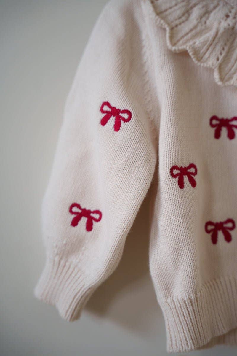 Peter Pan Collar Bow Cardigan
