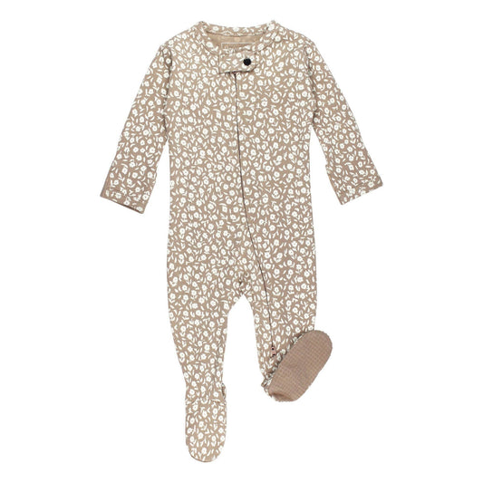 Oatmeal Ditsy Floral Footed Sleeper | 2-Way Zipper