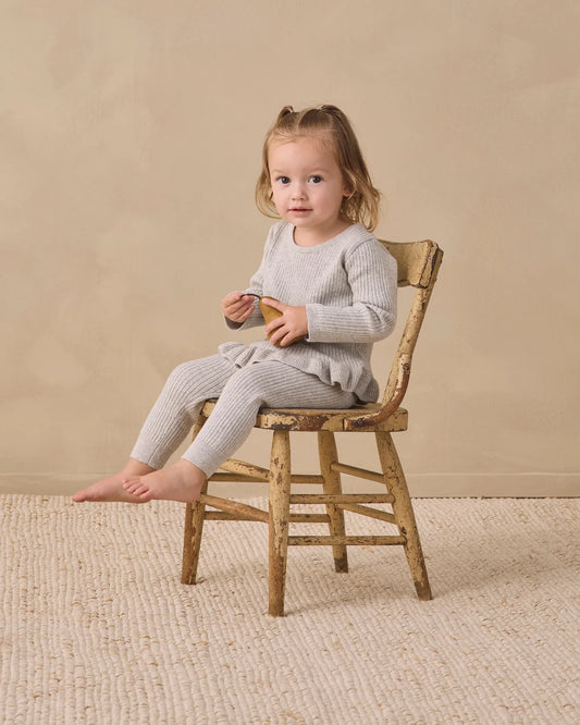 Rib Knit Peplum Top | Heathered Fog