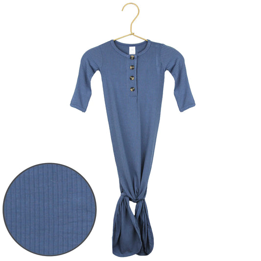 Ribbed Knotted Gown | Harrison (Blue)