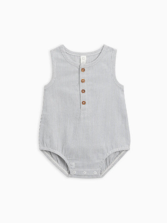 Wren Seersucker Bubble Romper | Shore Stripe