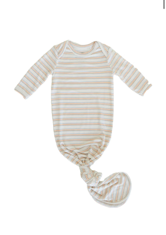 Bamboo Knotted Gown | Retro Stripe