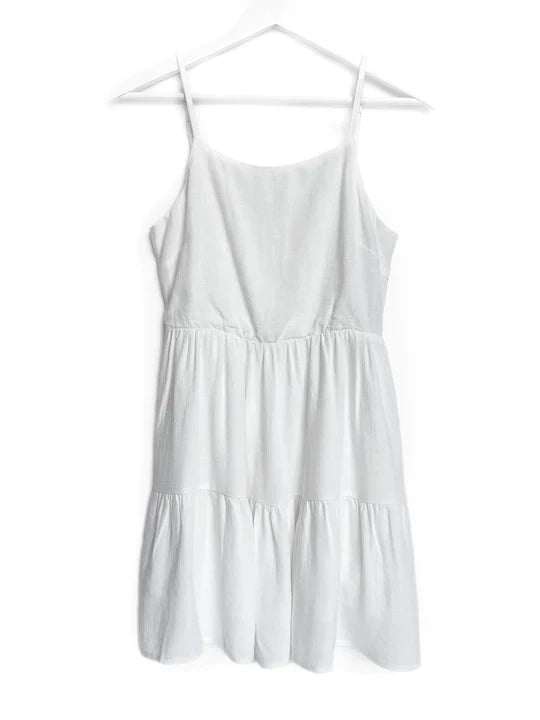 Women's Linen Tiered Dress | White