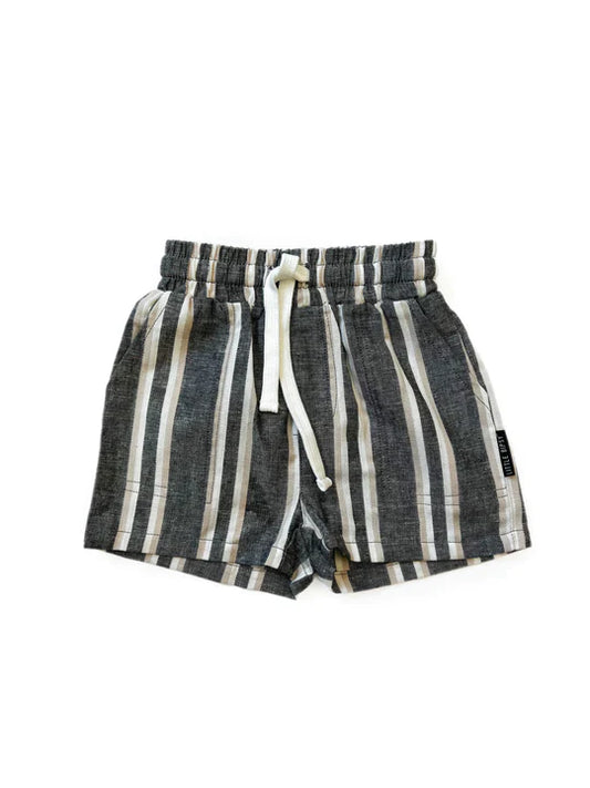Linen Shorts | Charcoal Stripe