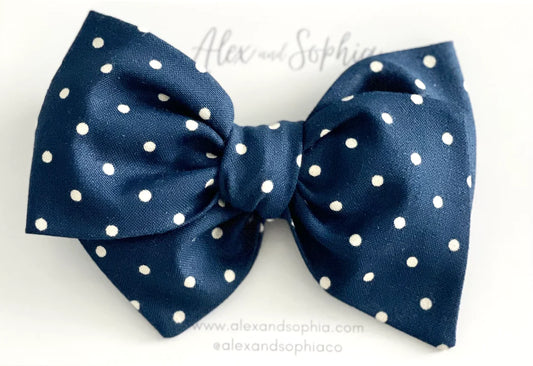 Blue Party Polka Dot Sailor Bow (Clip)