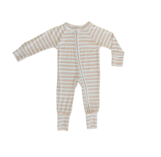 Bamboo Zip Romper | Retro Stripe
