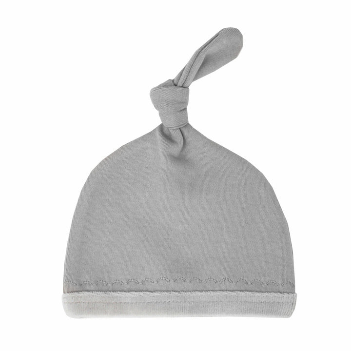 Organic Velveteen Top-Knot Hat | Light Gray