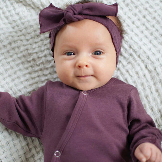 Organic Smocked Tie Headband | Plum