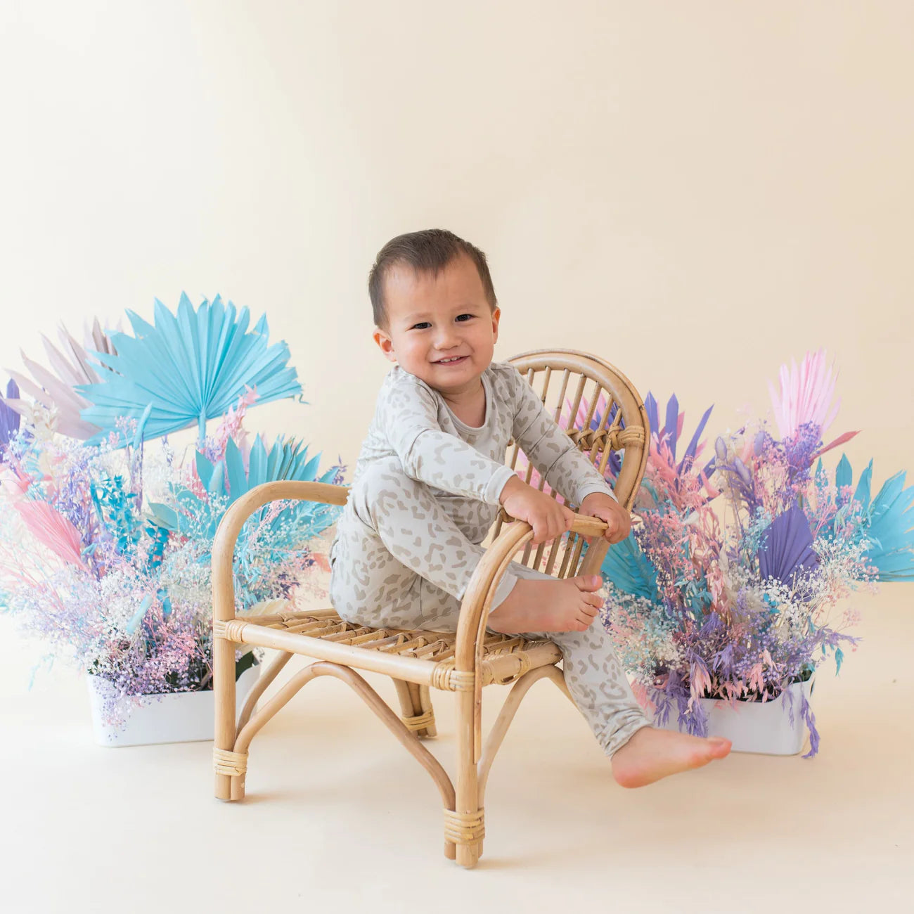 Bamboo Long Sleeve Pajama Set | Oat Leopard