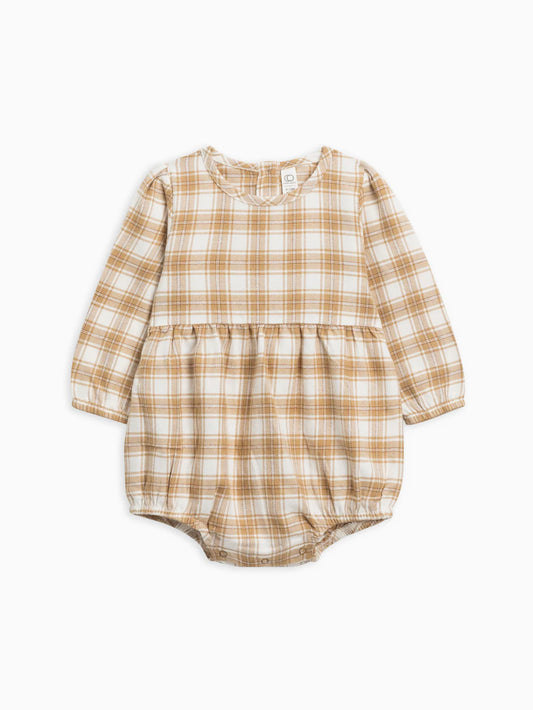 Bristol Flannel Bubble Romper | Latte Plaid