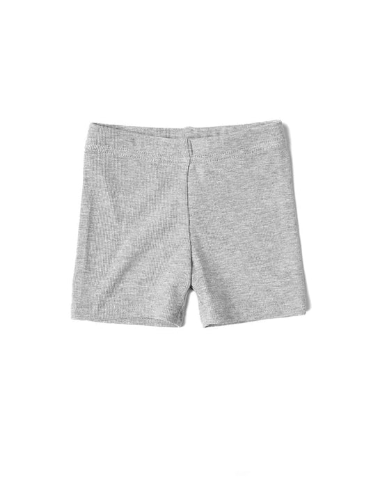 Ribbed Biker Short | Light Heather Grey