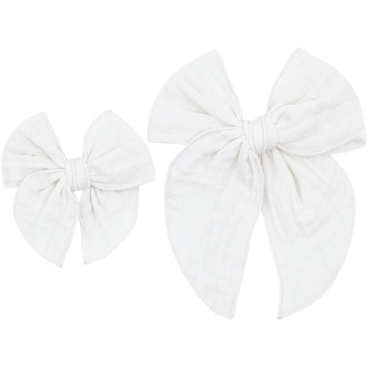 White Muslin Heirloom Fable Bow | Clip