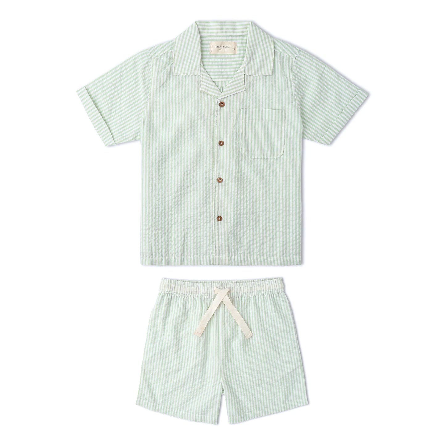 Organic Shirt & Shorts Set | Basil Stripes