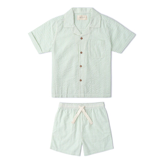 Organic Shirt & Shorts Set | Basil Stripes