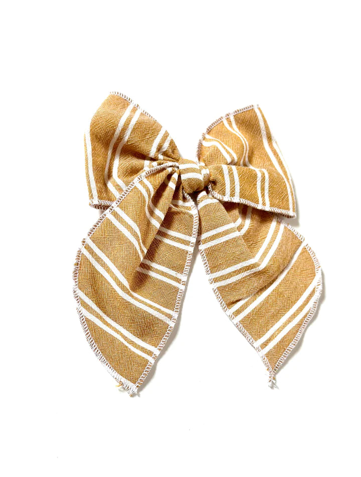 Mustard & White Stripe Fable Bow | Clip