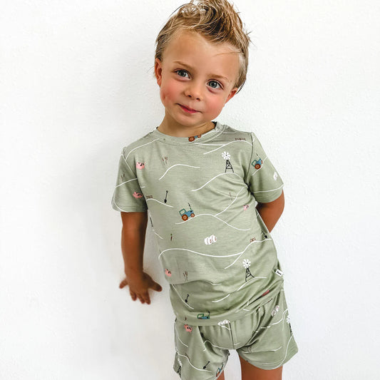 Shorts Two-Piece Bamboo Set | On the Farm