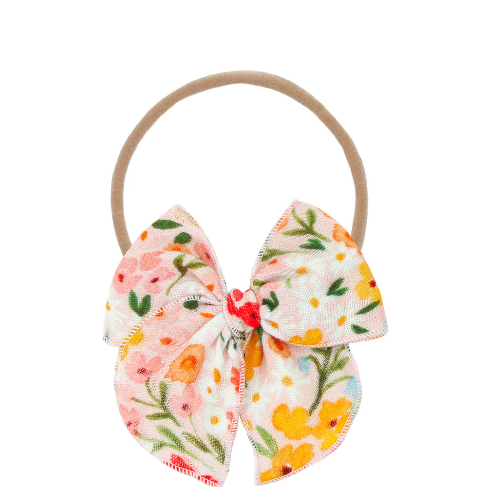 Pippa Cloud Muslin Heirloom Bow | Nylon Headband