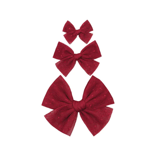 Tulle Bow Hair Clip | Red Dot