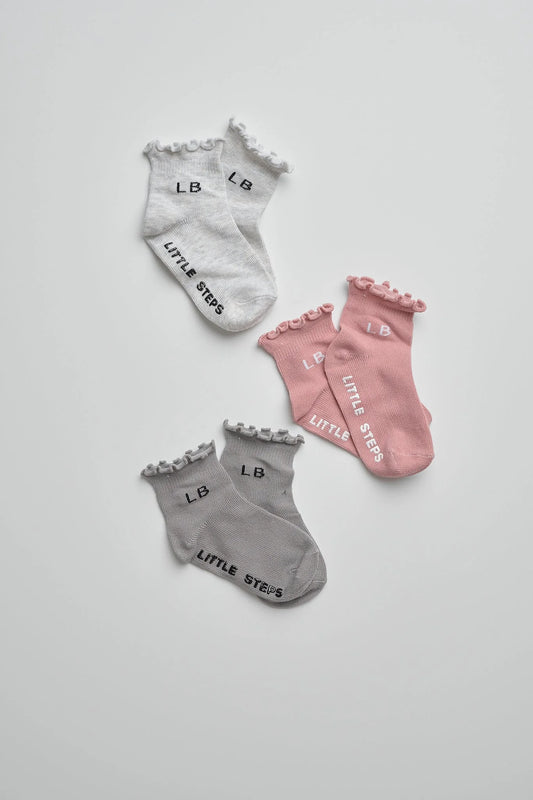 Ruffle Sock 3-Pack | Dusty Rosewood