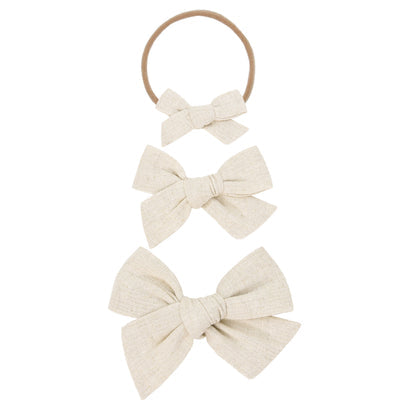 Sand Linen Bow | Clip
