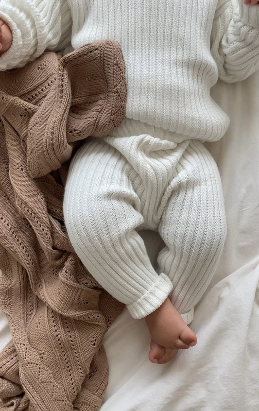 Chunky Rib Leggings | White