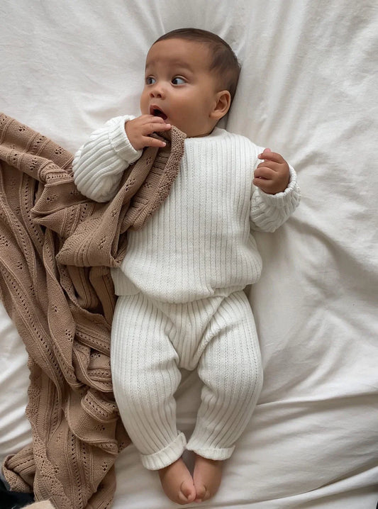 Chunky Rib Leggings | White
