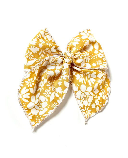 Yellow Floral Fable Bow | Clip