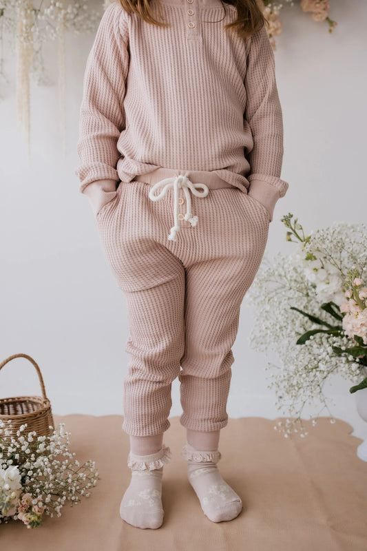 Organic Cotton Waffle Pant | Dusky Rose