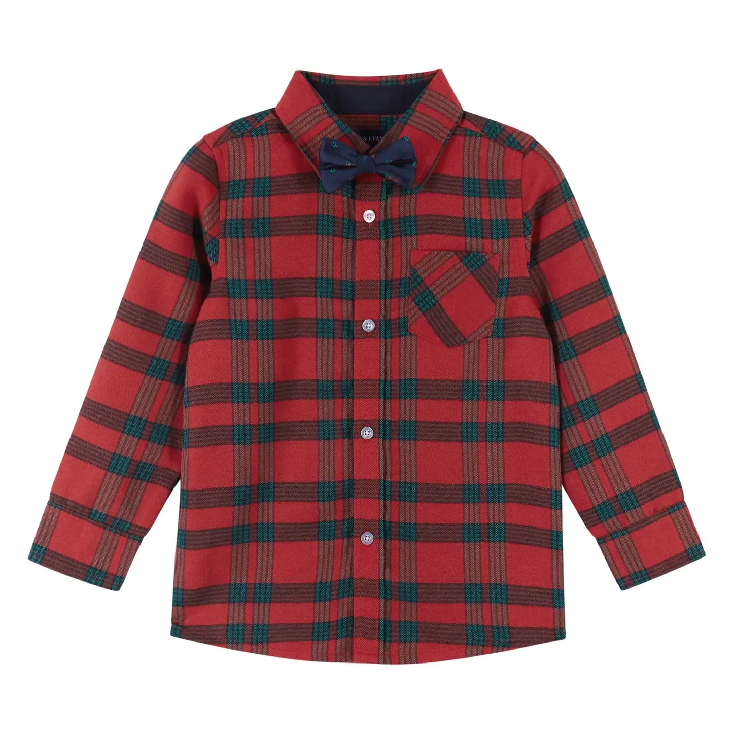 Red Holiday Plaid Buttondown Shirt & Bowtie Set