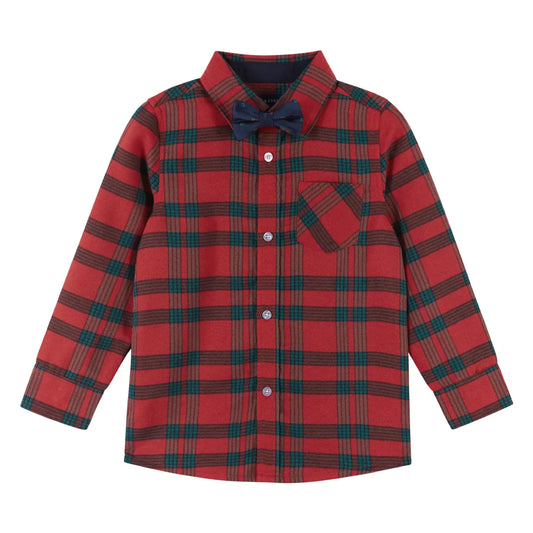 Red Holiday Plaid Buttondown Shirt & Bowtie Set