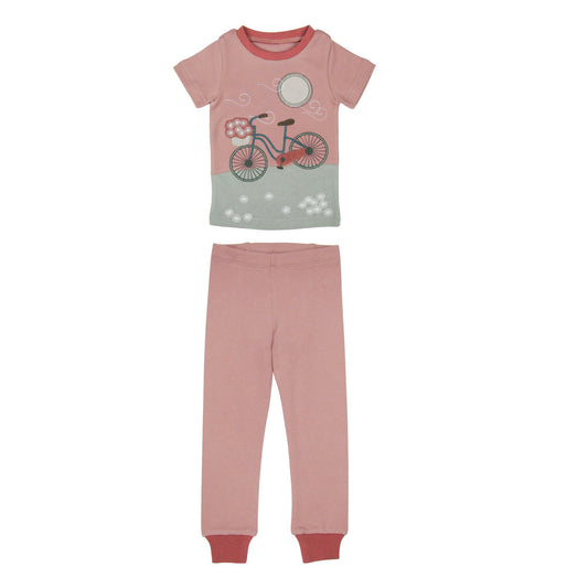 Appliqué Short Sleeve PJ Set | Mauve Bicycle