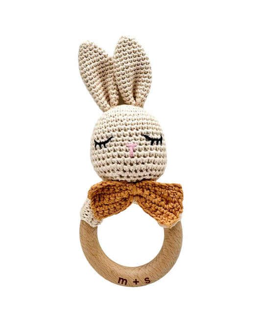 Bowtie Bunny Hand Crochet Rattle | Beigel