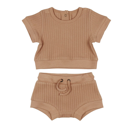Ribbed Tee & Shortie Set | Adobe