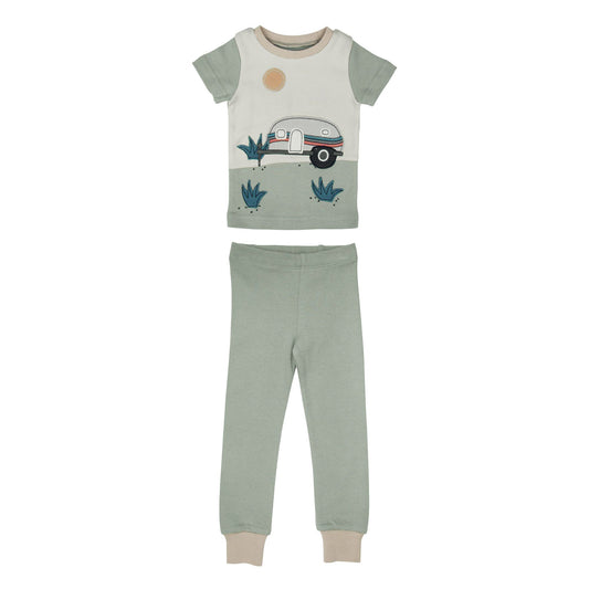 Appliqué Short Sleeve PJ Set | Seafoam Camper