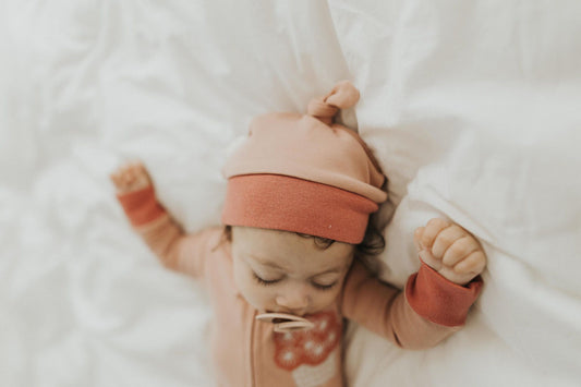 Organic Banded Top-Knot Hat | Mauve Sienna