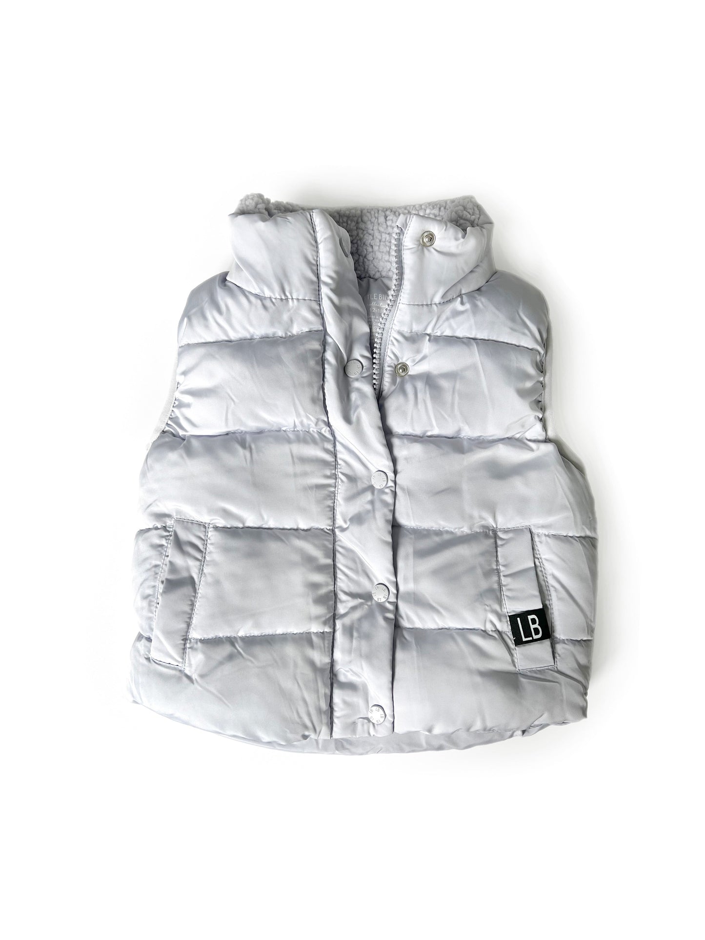 Sherpa Lined Puffer Vest | Ice (Light Grey)