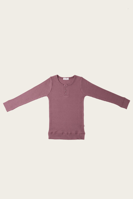 Long Sleeve Henley | Wood Rose