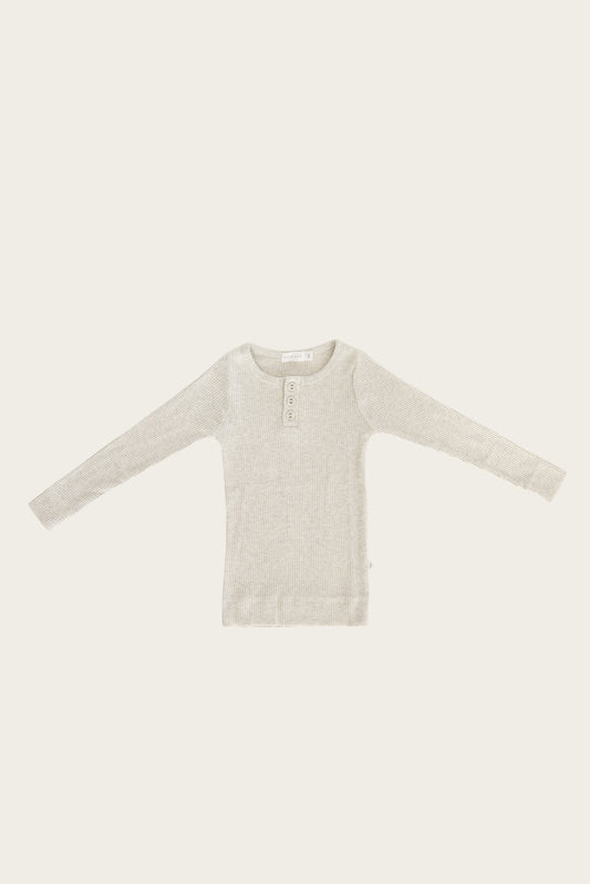 Long Sleeve Henley | Oatmeal Marle