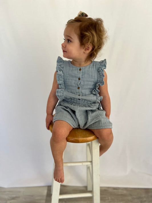 Muslin Ruffle Jumper | Lagoon