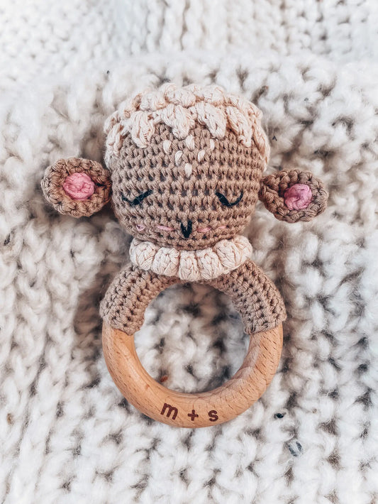 Lamb Hand Crochet Rattle | Tan