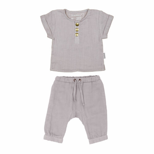 Muslin Tee & Harem Pant Set | Cloud