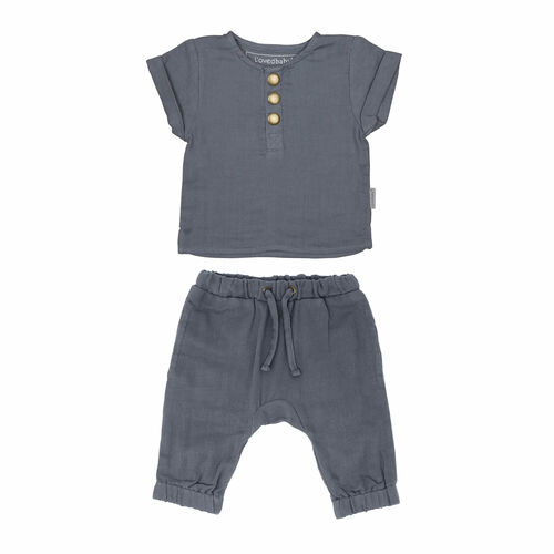Muslin Tee & Harem Pant Set | Moonstone