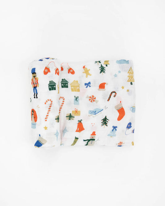 Cotton Muslin Swaddle Single | Christmas Time