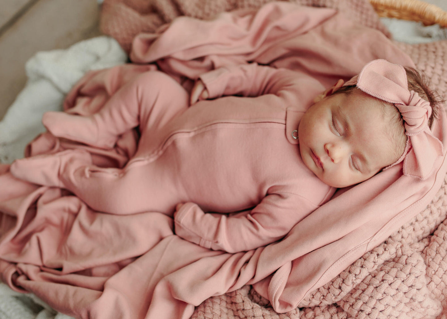 Organic Smocked Tie Headband | Mauve