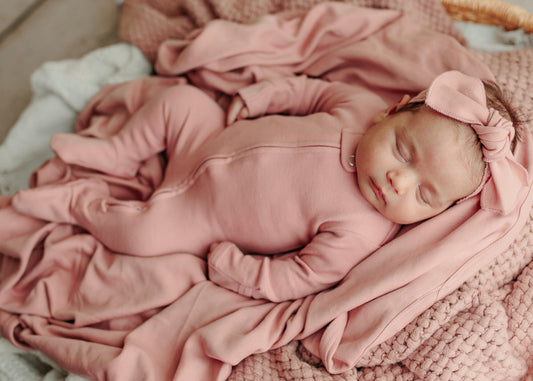 Organic Smocked Tie Headband | Mauve