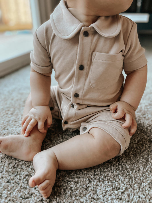 Collared Romper | Oatmeal