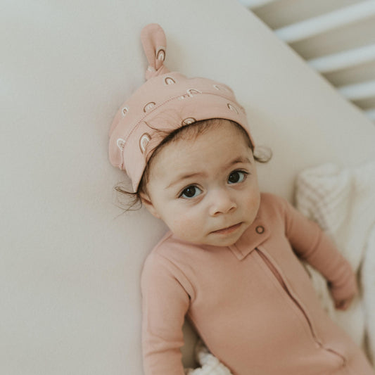 Top-Knot Hat | Mauve Rainbow